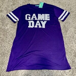 NEW Purple Game Day T-Shirt Dress Size L Sequence Sunshine & Rodeos‎